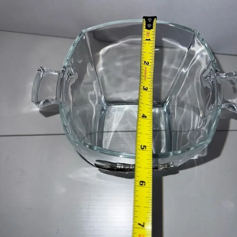 Vintage Maurice Milleur Clear Ice Bucket With Silver Plate Marlin Classic Beach